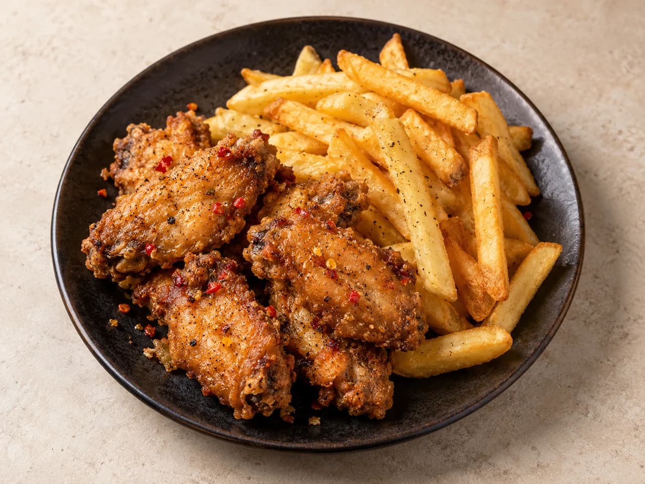 Salt and Pepper Wings and Chips